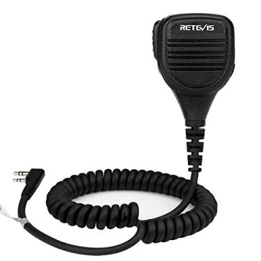 Imagem de Retevis Microfone de ombro RT21 Walkie Talkie compatível com RT21 RT22 RT68 RT5R RT86 RT85 RT27 RT81 Baofeng BF-F8HP UV5R rádio bidirecional, conector de áudio de 3,5 mm, microfone de ombro impermeável IP54 (pacote com 1)