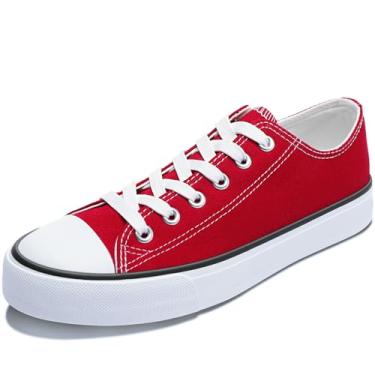 Imagem de Tênis feminino de lona da Obtaom, tênis de cano baixo moderno sem cadarço, Vermelho, 6