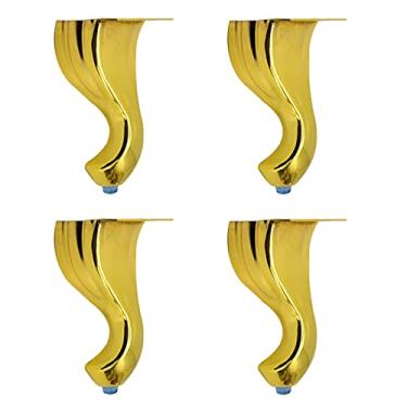 Imagem de Conjunto de 4 pernas de móveis, pernas de mesa de móveis, pé de suporte de sofá de móveis, pernas de suporte de armário de banheiro, tapete de borracha, seguro e silencioso (cor: dourado, tamanho: