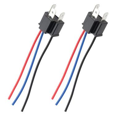 Imagem de Stacool 2 peças de conector de farol H4 com chicote de fiação de farol de 3 vias, soquete de farol fêmea/plugue de farol macho de substituição para a maioria dos conectores de trança de farol marinho