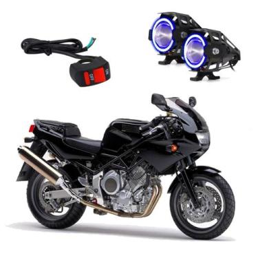 Imagem de Par Farol de Milha Angel Eye U7 Azul para Moto Yamaha TRX 850  2015 - 