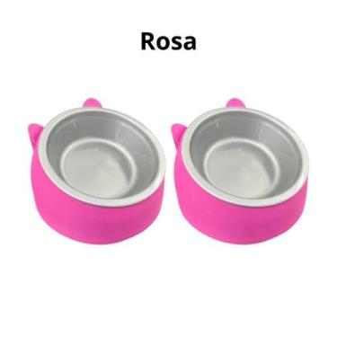 Imagem de Kit 2 Comedouro ergonômico orelha gatinho 2 em 1 postura correta - 2d 