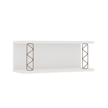 Imagem de Armário Aéreo Cozinha Aberto 80cm 100% Mdf com Metalon Branco - Genial
