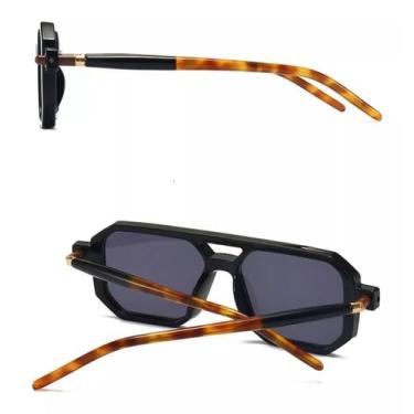 Imagem de 01 Armação Óculos Sol Lente Escuro Quadrado Masculino Tendencia Uv 400