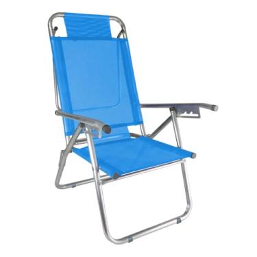 Imagem de Cadeira de Praia Alumínio Reforçada 5 Posições Infinita UP Azul Zaka 120 KG