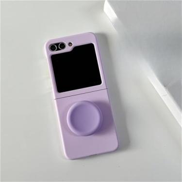 Imagem de Capa redonda de suporte de telefone em cores doces para Samsung Galaxy Z Flip 6 5 4 3 Capa traseira protetora para ZFlip4 ZFlip5 ZFlip6 Capa, roxa, para Z Flip 6