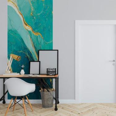 Imagem de Papel de Parede Painel 3D Mármore Azul e Amarelo Viníl 1M Revestimento