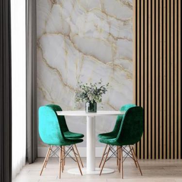 Imagem de Papel de Parede Painel 3D Mármore Calacata com Bege 2M Revestimento Au