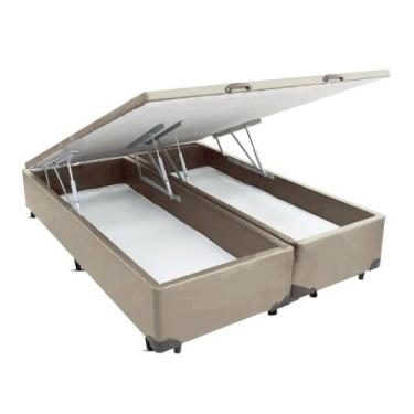 Imagem de Cama Box Cosmopolita Baú Bipartido Queen Size Corano Bege 158x198, 158