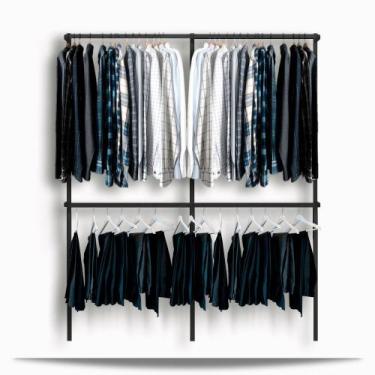 Imagem de Arara de parede - 1,90m Smart black - Casa Expressa