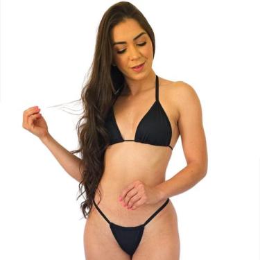 Imagem de Biquíni fio dental feminino forrado cortininha cavado marquinha bronze