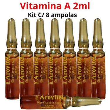 Imagem de Tratamento Capilar Vitamina A Arovitel 2ml Kit C/ 8 Ampolas