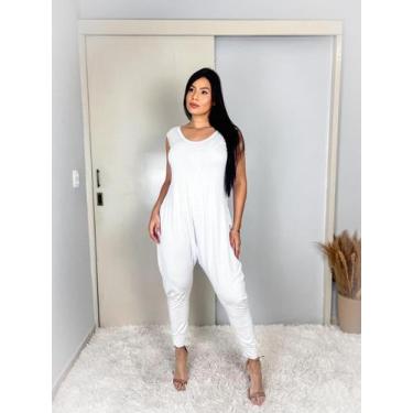 Imagem de Macacão Regata com Bolso - Confortavél - MK MODAS, Branco, GG