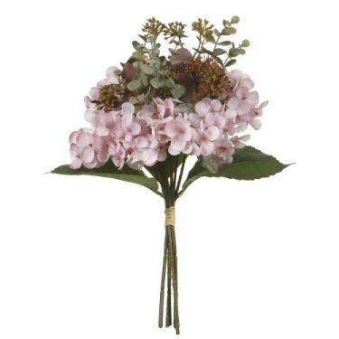 Imagem de BUQUE HORTENSIA RAMALHETE C/FITA X6 (ROSA) 36cm - Flor Arte