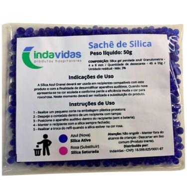 Imagem de Silica Azul Refil para Desumidificador de Aparelho Auditivo - Sachê 50