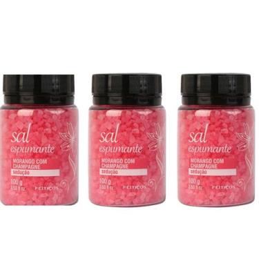 Imagem de Sais De Banho Espumante Morango Com Champagne Sedução KIT c 3 - Feitiç
