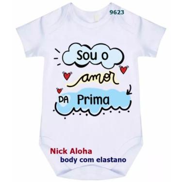 Imagem de body bebê sou o amor da prima cód 9623 - NICK ALOHA, Branco, G