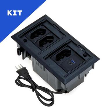 Imagem de Kit Caixas De Tomadas 4 Blocos 3 Tomadas 10A 2USB (1 TipoC) - CONNECT 