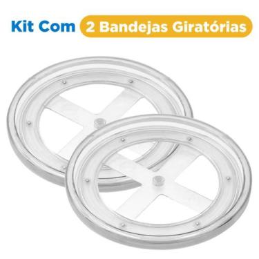 Imagem de Kit Com 2 Bandejas Acrílico Porta Maquiagem Temperos Multiuso Giratóri