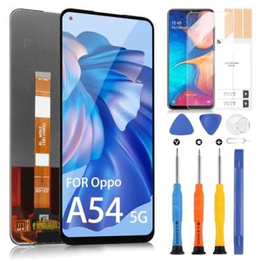 Imagem de Substituição de tela para Oppo A54 5G LCD Display Touch Digitalizador CPH2195 OPG02 Montagem com ferramentas de reparo (preto)