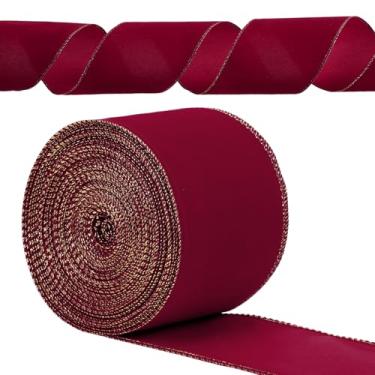 Imagem de Yungyan Fitas de veludo para o dia dos namorados, fita de embrulho de laço vintage, fita de feltro com fio para embrulho de presente, decorações de árvore de Natal, guirlanda de artesanato ao ar livre