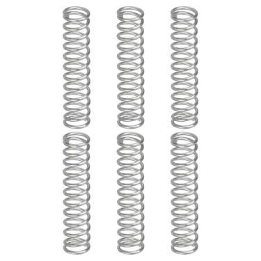 Imagem de uxcell 6 molas de compressão, 1 mm de diâmetro do fio x 8 mm OD x 50 mm de comprimento 304 aço inoxidável extensão mola esferográfica molas de pressão para reparos domésticos de loja, prata