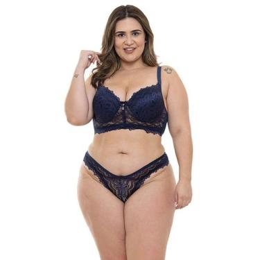 Imagem de Conjunto Plus Size Marinho Sepie 14314 Rendado, Marinho, 52