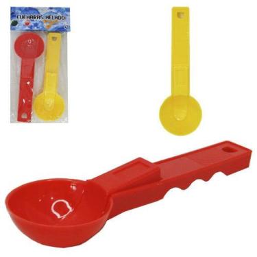 Imagem de colher / concha de sorvete de plastico colors com 2 pecas 17,5cm na so