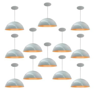 Imagem de Kit 12 Luminária Pendente Meia Lua 50cm Interior Laranja Com Fiação 11