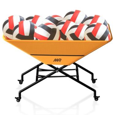 Imagem de MR Carrinho dobrável com rodas de vôlei, carrinho de bola de rede portátil, carrinho de vôlei com rodas, armazenamento de bola de cesta de vôlei, suporte de bola de equipamento de treinamento de