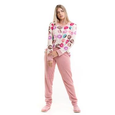 Imagem de Pijama Feminino Fleece Plush Pelinhos Quentinho Inverno Frio - Gresco,