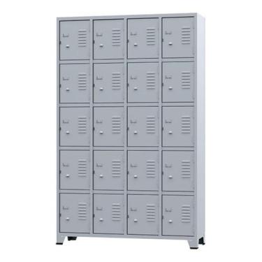 Imagem de Armário Locker para Vestiário 20 portas Pequenas Cinza - AMAPÁ