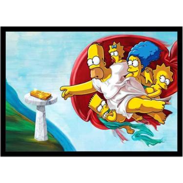 Imagem de Quadro Decorativo Simpsons Sátira Teto Da Capela Sistina Homer Anime H