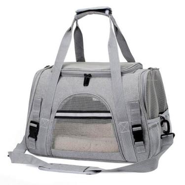 Imagem de Bolsa De Transporte Para Pets Cachorro Cão e Gatos Cor Cinza - Genuino