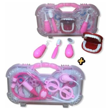 Imagem de Maleta Kit Dentista Rosa e Maleta Kit Médico Rosa 2 Brinquedo Infantil