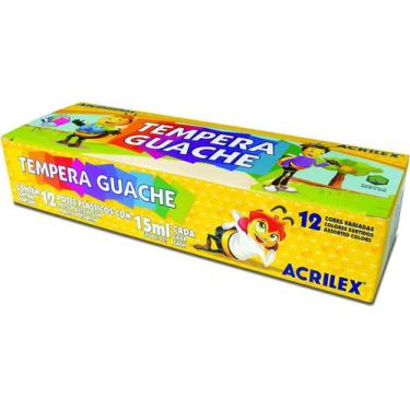Imagem de Tinta Guache Acrilex Tempera Guache 12 Potes 15ml Cada