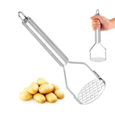 Imagem de Amassador Batatas feijao legumes Aço Inox Cabo Reforçado - D&D store