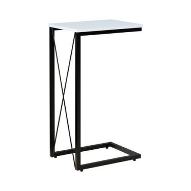 Imagem de Mesa Lateral Aço Carbono Base Preta X - WolgueDecor