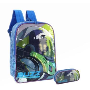 Imagem de Mochila Buzz Lightyear de Costas com Estojo Escolar Infantil - Luxcel