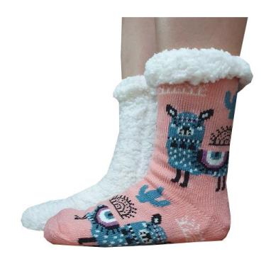 Imagem de Meia Feminina Térmica Toda Forrada em Lã / Antiderrapante / Adulto / S