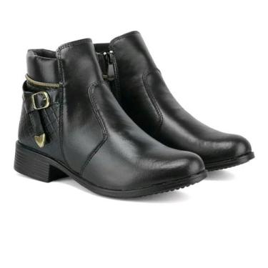 Imagem de Bota feminina cano curto/baixo rasteira preta - Autem Originals, Preto