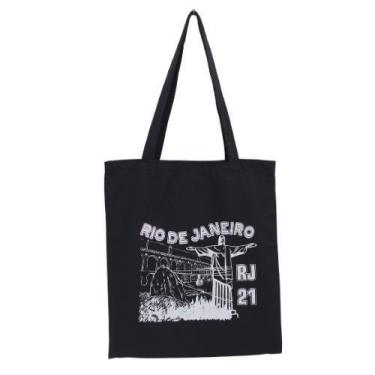 Imagem de Bolsa Ecobag  100% algodão Black Estampa RJ CRISTO - CARIOCA MAIS