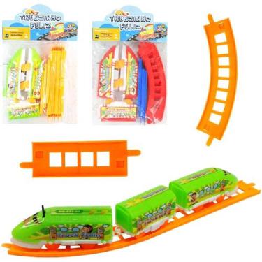Imagem de Trem locomotiva com trilho a pilha trenzinho feliz com 15 pecas - MOHN