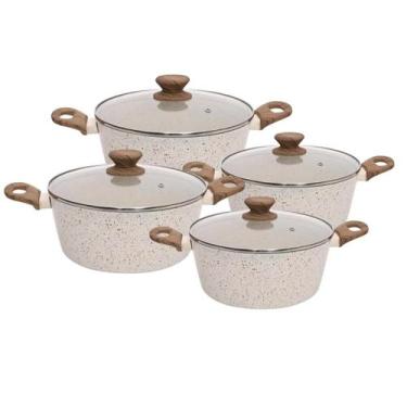 Imagem de Jogo de Panelas Antiaderente Ceramica Cooktop Fogão Indução Kit 4 Peça