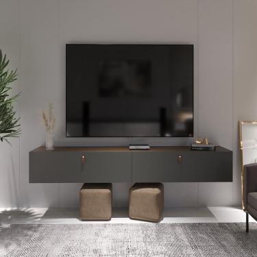 Imagem de Rack Suspenso Para Tv Até 70 Polegadas 2 Portas Grécia 180cm Cinza