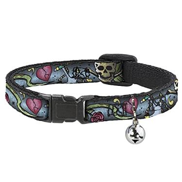 Imagem de Buckle-Down Coleira de gato Breakaway Live Hard Die Young Close Up Turquesa 20 a 30,5 cm de largura