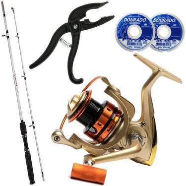 Imagem de Molinete Top de Pesca Mr 4000 + Vara 1,80mts Alicate Pega Peixe e 200m