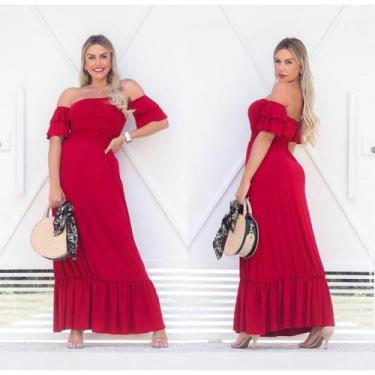 Imagem de Vestido Longo Ciganinha Corpete em Lastex Babado na Barra - innvistamo