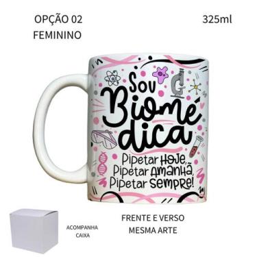 Imagem de Caneca 325ml Flork Profissões Biomédica Biomédico - LARANJA E MIMOS