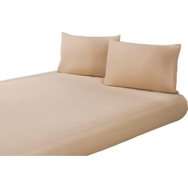 Imagem de Roupa De Cama Amor Casal Lençol Avulso Com Elástico Cores Lisas Hotel 